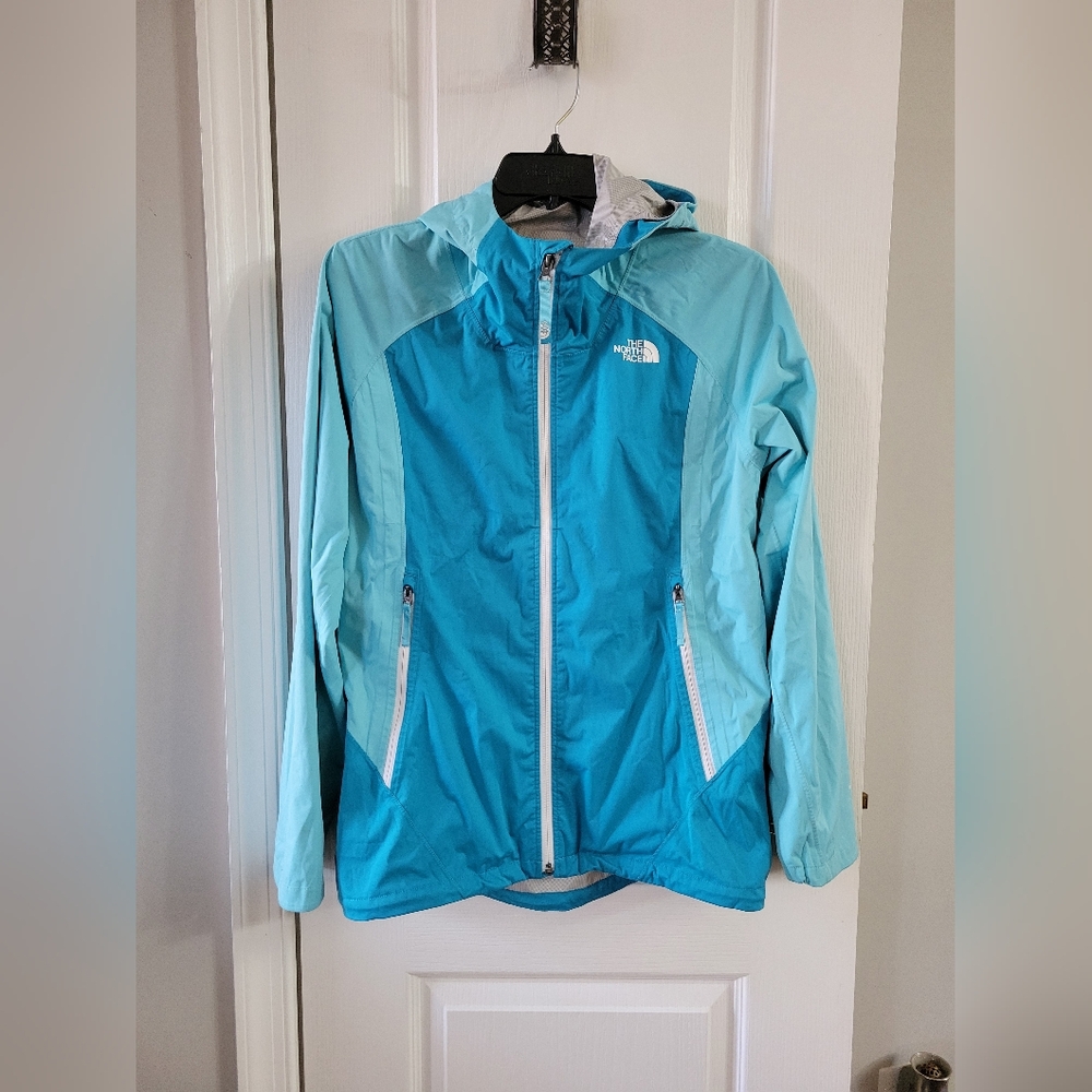 The North Face Girl's DryVent Waterproof Rain Jacket Blue Colorblock Size XL 18